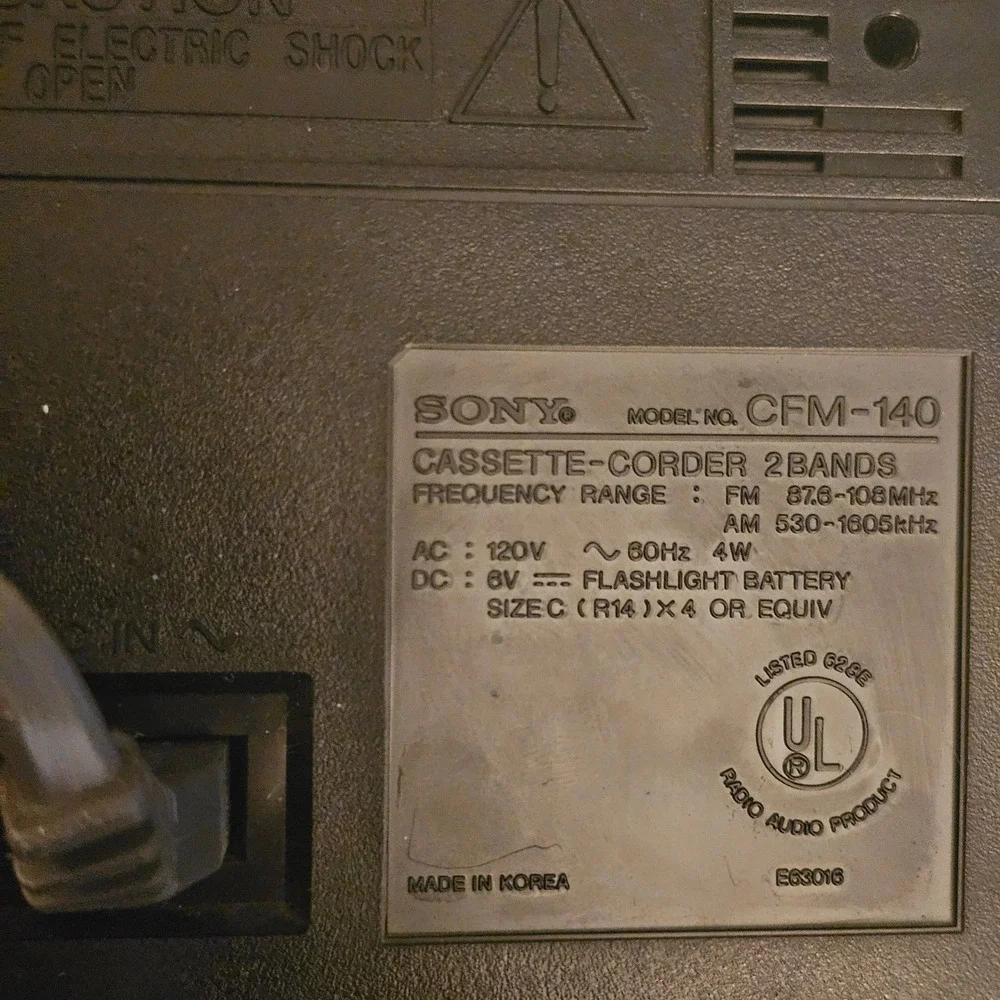Vintage Sony CFM-140 Cassette-Corder 2 Bands AM FM Portable Radio Korea Boombox